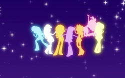 Size: 767x480 | Tagged: safe, screencap, applejack, fluttershy, pinkie pie, rainbow dash, rarity, sunset shimmer, twilight sparkle, equestria girls, humane five, humane seven, humane six, mane six, silhouette