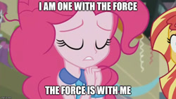 Size: 887x500 | Tagged: safe, edit, edited screencap, screencap, mystery mint, pinkie pie, sunset shimmer, equestria girls, friendship games, bracelet, image macro, jewelry, meme, rogue one: a star wars story, solo focus, star wars