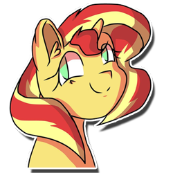 Size: 512x512 | Tagged: safe, artist:kenishra, sunset shimmer, pony, unicorn, equestria girls, cute, female, happy, mare, shimmerbetes, simple background, smiling, solo, transparent background