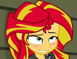 Size: 1412x1080 | Tagged: safe, edit, edited screencap, editor:axal-5, screencap, sunset shimmer, equestria girls, rainbow rocks, blushing, cyoar, faic, i came, inverted mouth, out of context, solo, very out of context