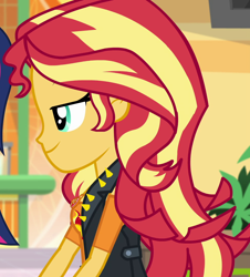 Size: 978x1080 | Tagged: safe, screencap, sunset shimmer, better together, equestria girls, rollercoaster of friendship, cropped, geode of empathy, magical geodes, smiling