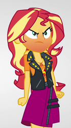 Size: 600x1080 | Tagged: safe, screencap, sunset shimmer, better together, equestria girls, rollercoaster of friendship, angry, cropped, geode of empathy, magical geodes, red face, shrunken pupils, solo, sunset shimmer is not amused, unamused