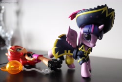 Size: 6000x4000 | Tagged: safe, artist:artofmagicpoland, sunset shimmer, twilight sparkle, twilight sparkle (alicorn), alicorn, better together, equestria girls, aftermath, balloon, doll, equestria girls minis, horse kick, irl, photo, pirate twilight, toy, trolling