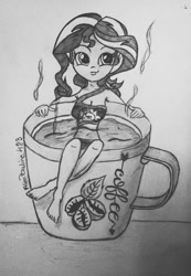 Size: 952x1377 | Tagged: safe, artist:alienpauline483, sunset shimmer, equestria girls, cup, solo, teacup, traditional art