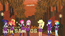 Size: 1920x1080 | Tagged: safe, artist:8ballgta3, artist:mixiepie, applejack, fluttershy, pinkie pie, rainbow dash, rarity, sci-twi, sunset shimmer, twilight sparkle, human, equestria girls, alternate universe, clothes, crystal prep academy, crystal prep academy uniform, crystal prep shadowbolts, grand theft auto, hand on hip, pinkamena diane pie, school uniform, shadowbolt dash