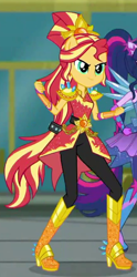 Size: 438x881 | Tagged: safe, screencap, sci-twi, sunset shimmer, twilight sparkle, better together, equestria girls, super squad goals, cropped, crystal guardian, geode of empathy, magical geodes, ponied up