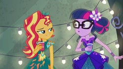 Size: 1100x618 | Tagged: safe, screencap, sci-twi, sunset shimmer, twilight sparkle, equestria girls, legend of everfree