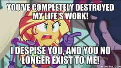 Size: 600x337 | Tagged: safe, edit, edited screencap, screencap, sci-twi, sunset shimmer, twilight sparkle, equestria girls, friendship games, angry, exploitable meme, image macro, meme, sunset yells at twilight, the loud house