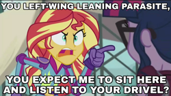 Size: 800x450 | Tagged: safe, edit, edited screencap, screencap, sci-twi, sunset shimmer, twilight sparkle, equestria girls, friendship games, angry, exploitable meme, image macro, l.a. noire, meme, sunset yells at twilight