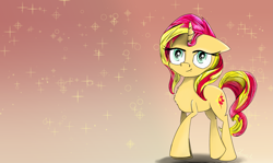 Size: 2527x1503 | Tagged: safe, artist:chopsticks, sunset shimmer, pony, unicorn, equestria girls, cutie mark, female, gradient background, mare, solo