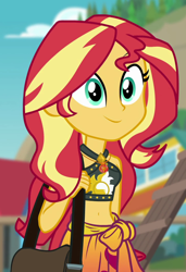 Size: 720x1050 | Tagged: safe, screencap, sunset shimmer, better together, equestria girls, forgotten friendship, belly button, clothes, cropped, cute, geode of empathy, magical geodes, shimmerbetes, solo, swimsuit