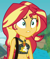 Size: 852x1012 | Tagged: safe, screencap, sunset shimmer, better together, equestria girls, forgotten friendship, belly button, cropped, geode of empathy, magical geodes, midriff, solo, summer sunset