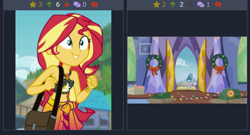 Size: 485x262 | Tagged: safe, spike, sunset shimmer, best gift ever, equestria girls, derpibooru, juxtaposition, juxtaposition win, meme, meta