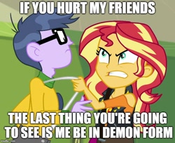 Size: 614x500 | Tagged: safe, edit, edited screencap, screencap, microchips, sunset shimmer, better together, equestria girls, forgotten friendship, angry, dialogue, female, male