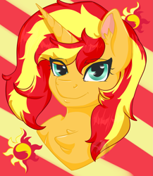 Size: 1999x2300 | Tagged: safe, artist:diamondsparkle7, sunset shimmer, equestria girls, chest fluff, ear fluff, smiling, solo, watermark