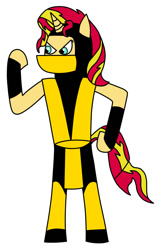 Size: 768x1192 | Tagged: safe, artist:daemonbombinc, sunset shimmer, mortal kombat, scorpion (mortal kombat), solo