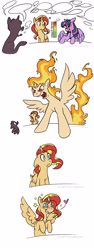 Size: 1804x4805 | Tagged: safe, artist:overlordneon, sunset shimmer, twilight sparkle, twilight sparkle (alicorn), alicorn, pony, alicornified, angry, comic, counterparts, female, floppy ears, heart, lesbian, race swap, rapidash, rapidash twilight, scrunchy face, shimmercorn, shipping, starry eyes, sunsetsparkle, twilight's counterparts, wingboner, wingding eyes