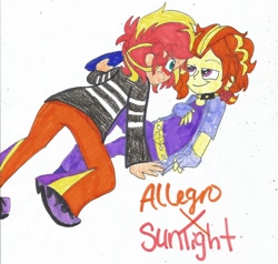 Size: 1024x973 | Tagged: safe, artist:xxfluffypachirisuxx, adagio dazzle, allegro amoroso, sunset glare, sunset shimmer, equestria girls, allegroglare, bedroom eyes, equestria guys, gay, humanized, male, rule 63, shipping, sunsagio, traditional art