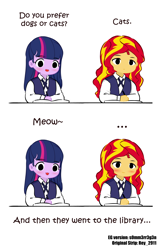 Size: 1400x2180 | Tagged: safe, artist:s0mm3rr3g3n, edit, sunset shimmer, twilight sparkle, equestria girls, akko kagari, blushing, clothes, comic, comic strip, crossover, cute, diana cavendish, female, lesbian, little witch academia, school uniform, shipping, sunsetsparkle, twiabetes