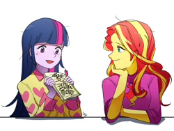 Size: 840x630 | Tagged: safe, artist:magneticskye, sunset shimmer, twilight sparkle, twilight sparkle (alicorn), equestria girls, rainbow rocks, female, lesbian, shipping, sunsetsparkle