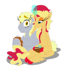 Size: 1023x1005 | Tagged: safe, artist:goatpaste, derpy hooves, sunset shimmer, crack shipping, derpyset, female, lesbian, shipping, simple background, transparent background