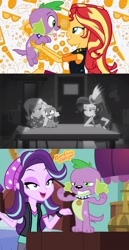 Size: 1754x3408 | Tagged: safe, edit, edited screencap, screencap, rarity, spike, spike the regular dog, starlight glimmer, sunset shimmer, trixie, dog, equestria girls, equestria girls series, angry, bedroom eyes, female, hundreds of users filter this tag, intro, jealous, male, shipping, sparity, sparlight, spike gets all the equestria girls, spike gets all the mares, spixie, straight, sunsetspike