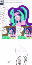 Size: 2000x4000 | Tagged: safe, artist:jake heritagu, aria blaze, sunset shimmer, comic:aria's archives, equestria girls, bed, blushing, blushing profusely, cellphone, clothes, comic, female, implied lesbian, lesbian, phone, shipping, smartphone, sunblaze, tsundaria, tsundere