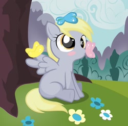 Size: 1770x1748 | Tagged: safe, artist:yjayr, derpy hooves, butterfly, cute, filly, solo