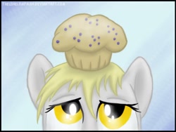 Size: 800x600 | Tagged: safe, artist:thelonelampman, derpy hooves, pegasus, pony, balancing, digit street, eyes on the prize, female, get, looking up, mare, milestone, muffin, solo, when you see it