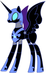 Size: 1933x3084 | Tagged: safe, artist:frankleonhart, nightmare moon, pony, robot, robot pony, roboticization, simple background, solo, transparent background, vector