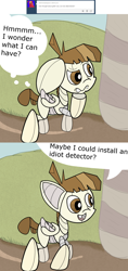 Size: 1200x2532 | Tagged: safe, artist:fillerartist, featherweight, robot, ask, comic, featherbot, featherbot answers, roboticization, solo, speech bubble, tumblr