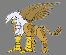 Size: 957x800 | Tagged: safe, artist:combatkaiser, gilda, griffon, robot, mechanized, roboticization, solo