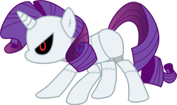 Size: 2715x1606 | Tagged: safe, artist:frankleonhart, derpibooru import, edit, rarity, pony, robot, robot pony, unicorn, female, hooves, horn, mare, missing cutie mark, raribot, red eyes, roboticization, simple background, solo, transparent background, vector