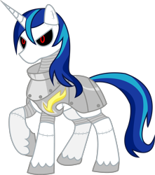 Size: 2384x2697 | Tagged: safe, artist:frankleonhart, edit, shining armor, pony, robot, robot pony, unicorn, roboticization, simple background, solo, transparent background, vector