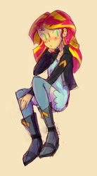 Size: 665x1207 | Tagged: safe, artist:odiiette, sunset shimmer, human, equestria girls, blushing, cute, female, shimmerbetes, solo, tan background