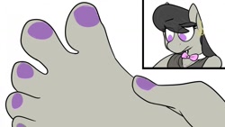 Size: 1280x720 | Tagged: safe, artist:silverscarf, octavia melody, anthro, plantigrade anthro, close-up, feet, fetish, foot fetish, foot focus, nail polish, pedicure, toenail polish, toenails