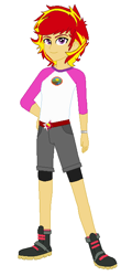 Size: 300x680 | Tagged: safe, artist:mytri-atari, sunset glare, sunset shimmer, equestria girls, legend of everfree, boots, bracelet, camp everfree outfits, equestria guys, jewelry, male, rule 63, shoes, wrong eye color