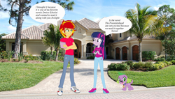 Size: 1500x850 | Tagged: safe, artist:mytri-atari, spike, sunset glare, sunset shimmer, twilight sparkle, dog, equestria girls, equestria guys, female, half r63 shipping, male, rule 63, shipping, spike the dog, straight, sunsetsparkle, twiglare