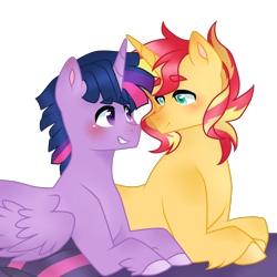 Size: 2000x2000 | Tagged: safe, artist:s1nb0y, dusk shine, prince dusk, sunset glare, sunset shimmer, twilight sparkle, twilight sparkle (alicorn), alicorn, pony, unicorn, equestria girls, colored pupils, duskglare, gay, looking at each other, male, prone, rule 63, shipping, simple background, sunsetsparkle, transparent background