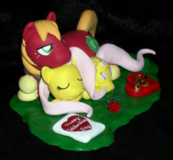 Size: 2508x2329 | Tagged: safe, artist:madponyscientist, derpibooru import, big macintosh, fluttershy, earth pony, pegasus, pony, clay, fluttermac, male, sculpture, shipping, stallion, straight, valentine's day