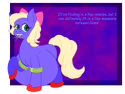 Size: 2048x1536 | Tagged: safe, artist:slimeyjenkins, oc, oc only, oc:ruby shears, pony, belly, hyper, hyper pregnancy, imminent birth, pregnant, scissors