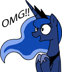 Size: 954x1102 | Tagged: safe, artist:strangiesleepy, princess luna, alicorn, pony, happy, omg, simple background, solo