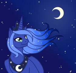 Size: 600x578 | Tagged: safe, artist:stellarina, princess luna, alicorn, pony, crescent moon, moon, night, s1 luna, solo