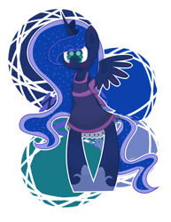 Size: 1280x1654 | Tagged: safe, artist:mabeltonpinetree, princess luna, anthro, blushing, clothes, dress, solo