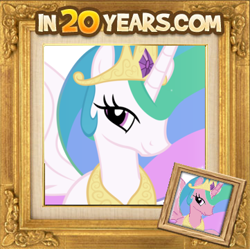 Size: 361x360 | Tagged: safe, princess celestia, alicorn, pony, female, horn, in 20 years, mare, multicolored mane, photo, pinklestia, solo, white coat