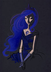 Size: 800x1122 | Tagged: safe, artist:ladyamaltea, princess luna, eyes closed, humanized, solo