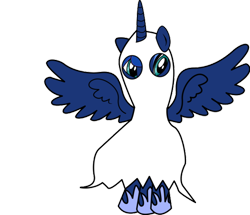 Size: 600x516 | Tagged: safe, artist:organictron, princess luna, alicorn, ghost, pony, bedsheet ghost, costume, female, mare, simple background, solo, spread wings, transparent background, wings