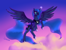 Size: 1300x1000 | Tagged: safe, artist:rarewhitewolf, artist:wolfehstuff, princess luna, alicorn, pony, female, horn, mare, solo