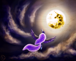 Size: 1280x1024 | Tagged: safe, artist:alinquilz, princess luna, alicorn, pony, mare in the moon, moon, solo