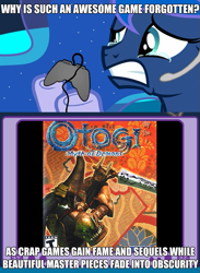 Size: 563x769 | Tagged: safe, princess luna, alicorn, pony, exploitable meme, gamer luna, gamer meme, meme, obligatory pony, otogi, sad, sega, tv meme